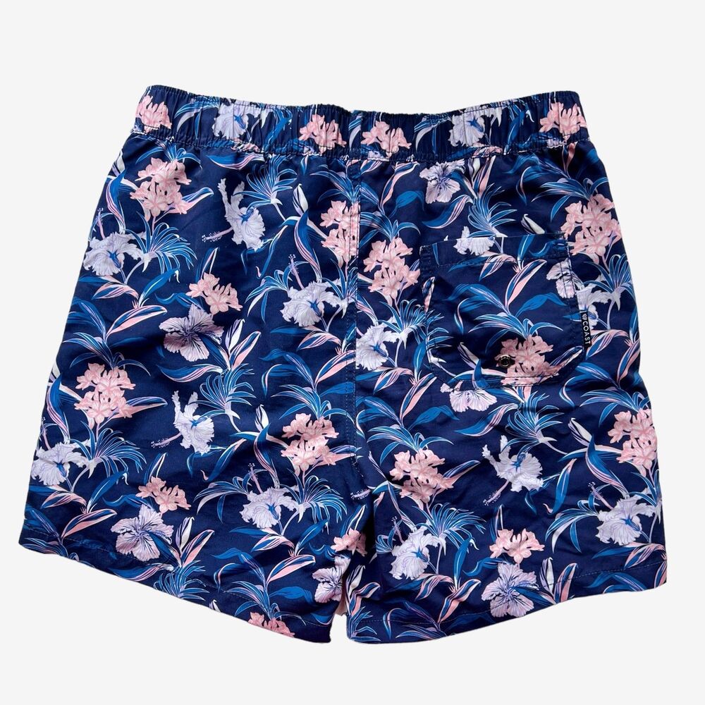 Coast Clothing 1996 Mens Swim Trunks Board Shorts Navy Pink Floral Pocket Sm